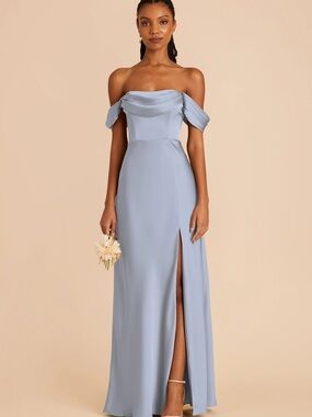 Birdy Grey Convertible Dusty Blue Cinderella Bridesmaid Gown with Side Slit